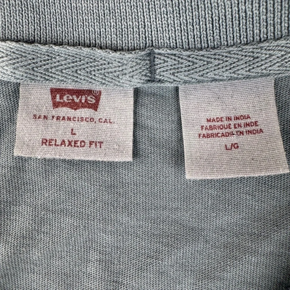Levi's Polo Shirt Mens Large Blue-Grey Relaxed Fit Short Sleeve Embroidered Logo